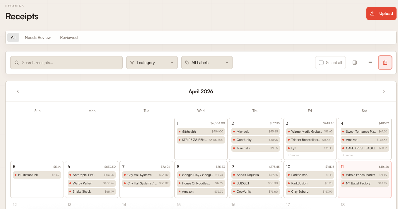 Tracklified calendar view